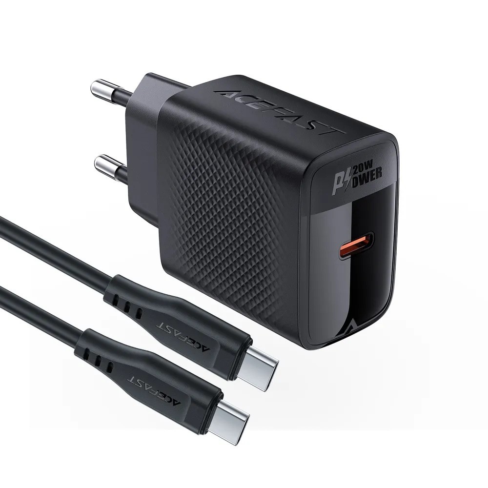 Зарядное устройство ACEFAST A82 PD20W GaN USB-C (с кабелем USB-C на USB-C, черный)