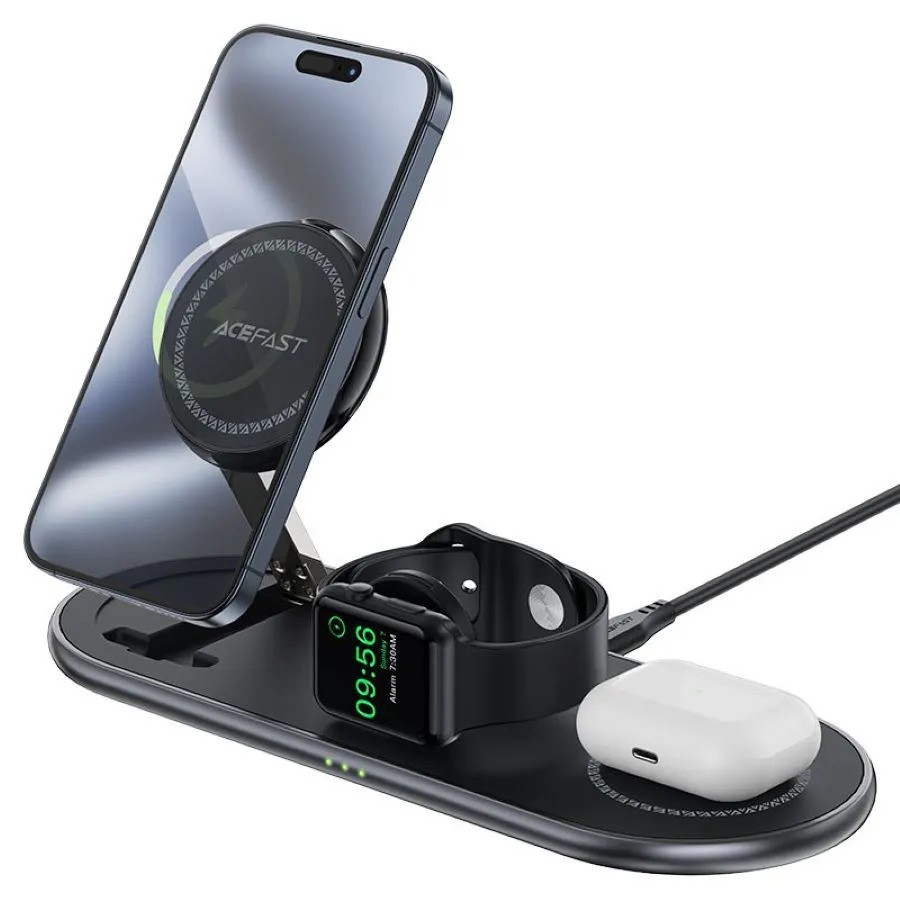 Беспроводное зарядное устройство ACEFAST E19 Qi2 (3-в-1, черный)