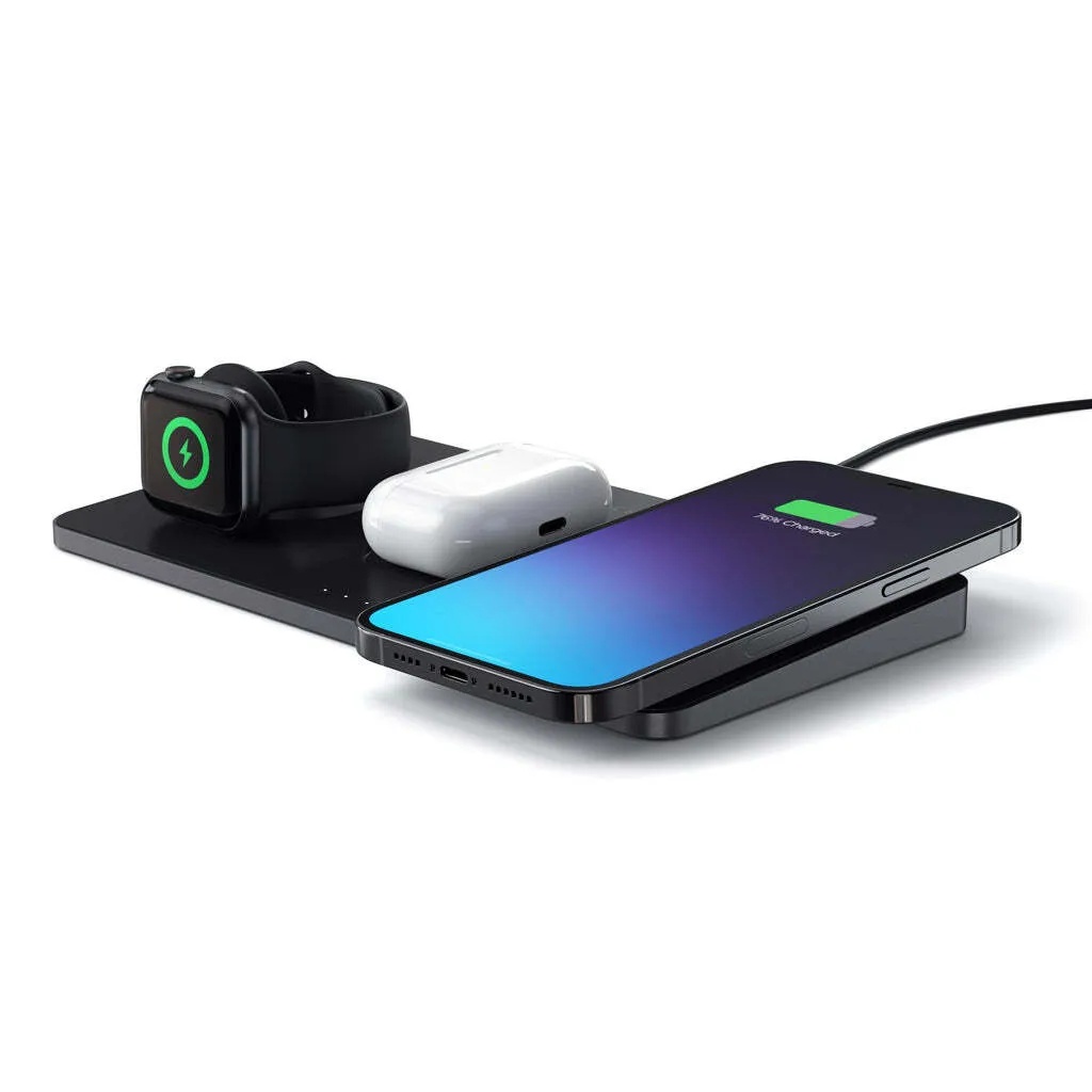Беспроводное зарядное устройства Satechi Trio Wireless Charging Pad (для iPhone, AirPods, Apple Watch, серый космос)