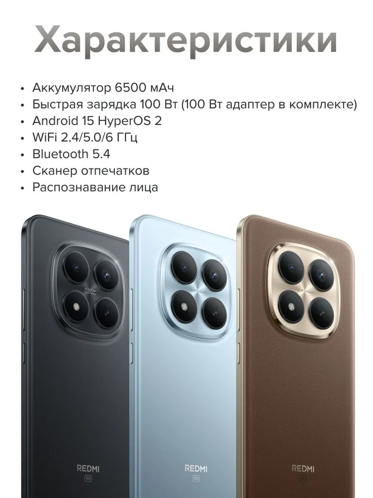 Смартфон Xiaomi Redmi Note 15 Pro+ 5G 8/256 (черный)
