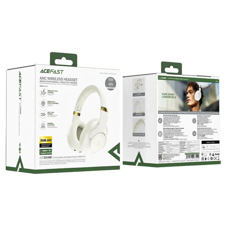 Беспроводные наушники ACEFAST H4 (бежевый)