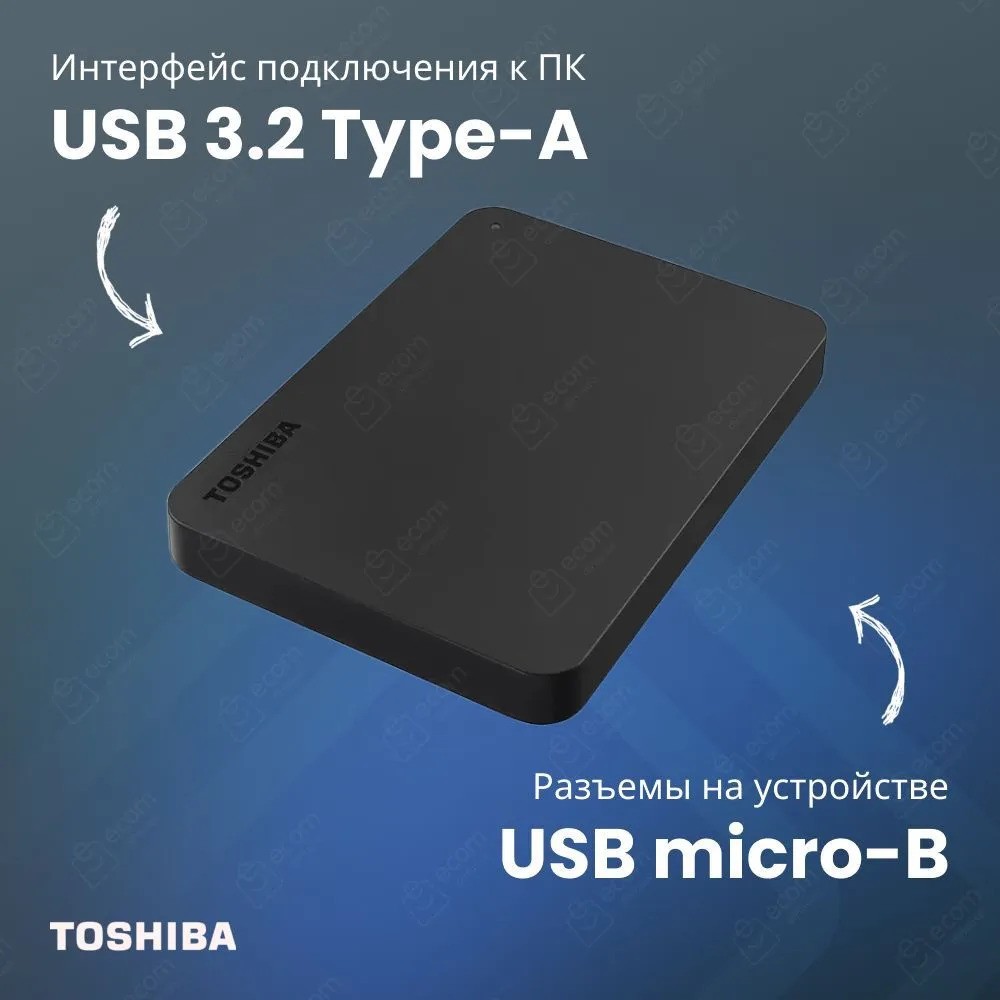 Внешний жесткий диск Toshiba Canvio Basics (1 ТБ, черный)