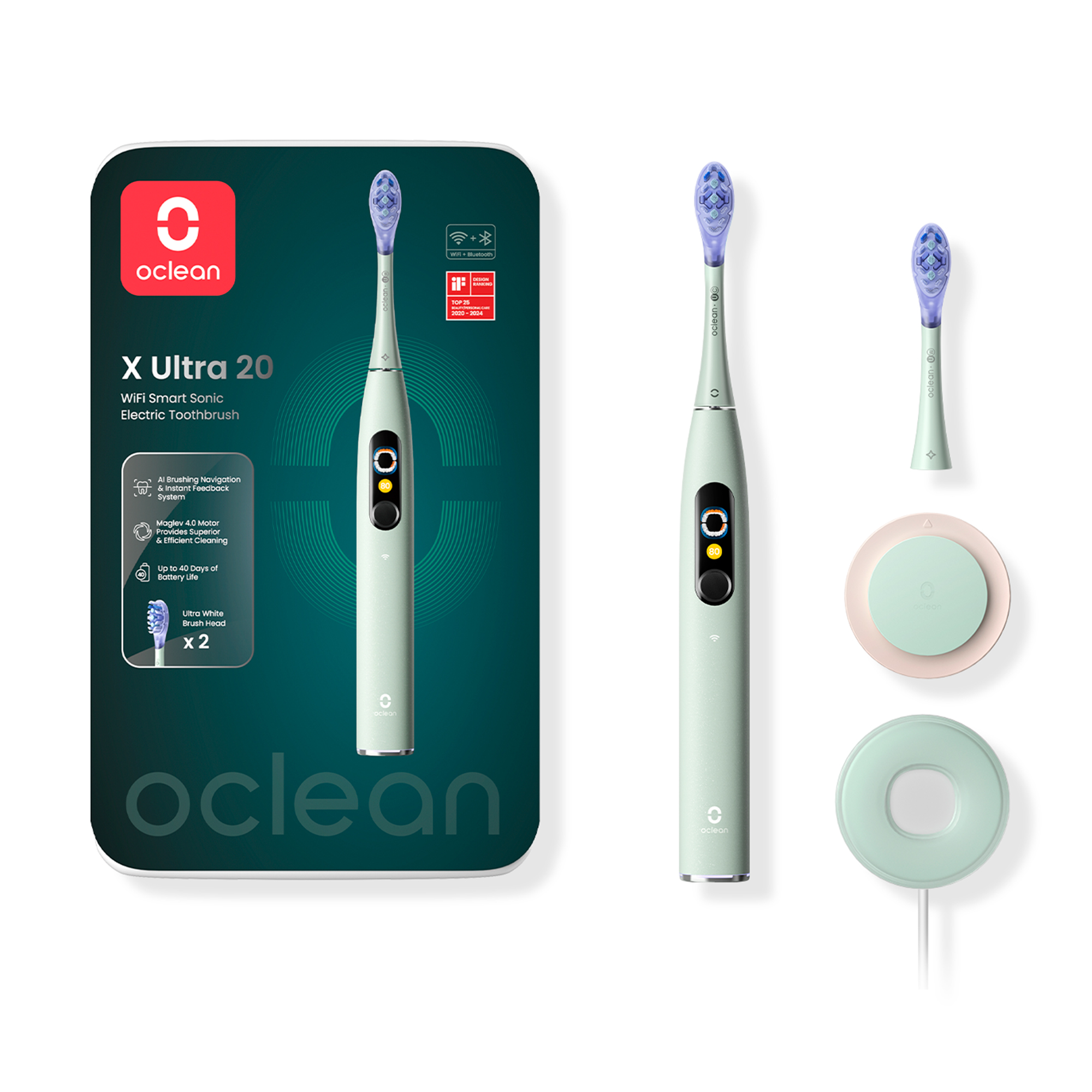Электрическая зубная щетка Oclean X Ultra 20 (мятно-зеленый)