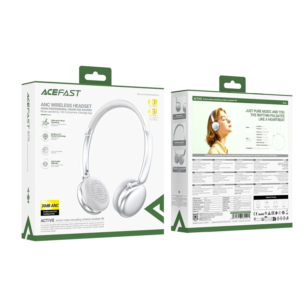 Беспроводные наушники ACEFAST H8 (серебристый)