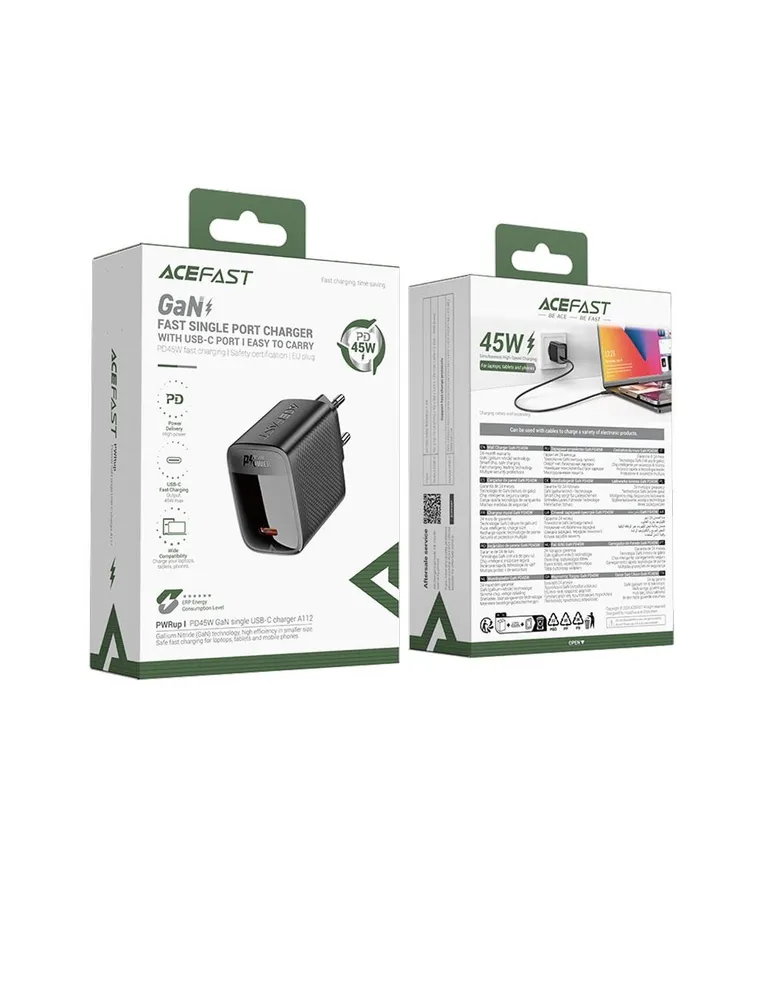 Зарядное устройство ACEFAST A112 PD45W Gan Single USB-C (черный)