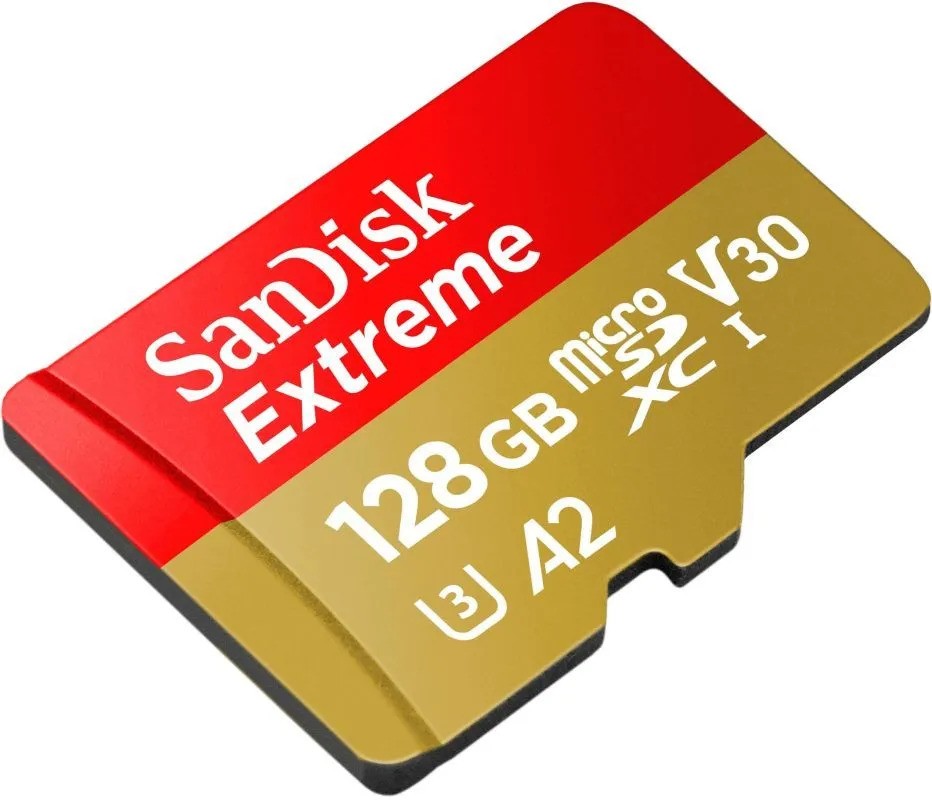 Карта памяти SanDisk Extreme microSDXC (128 ГБ, красный/золотой)