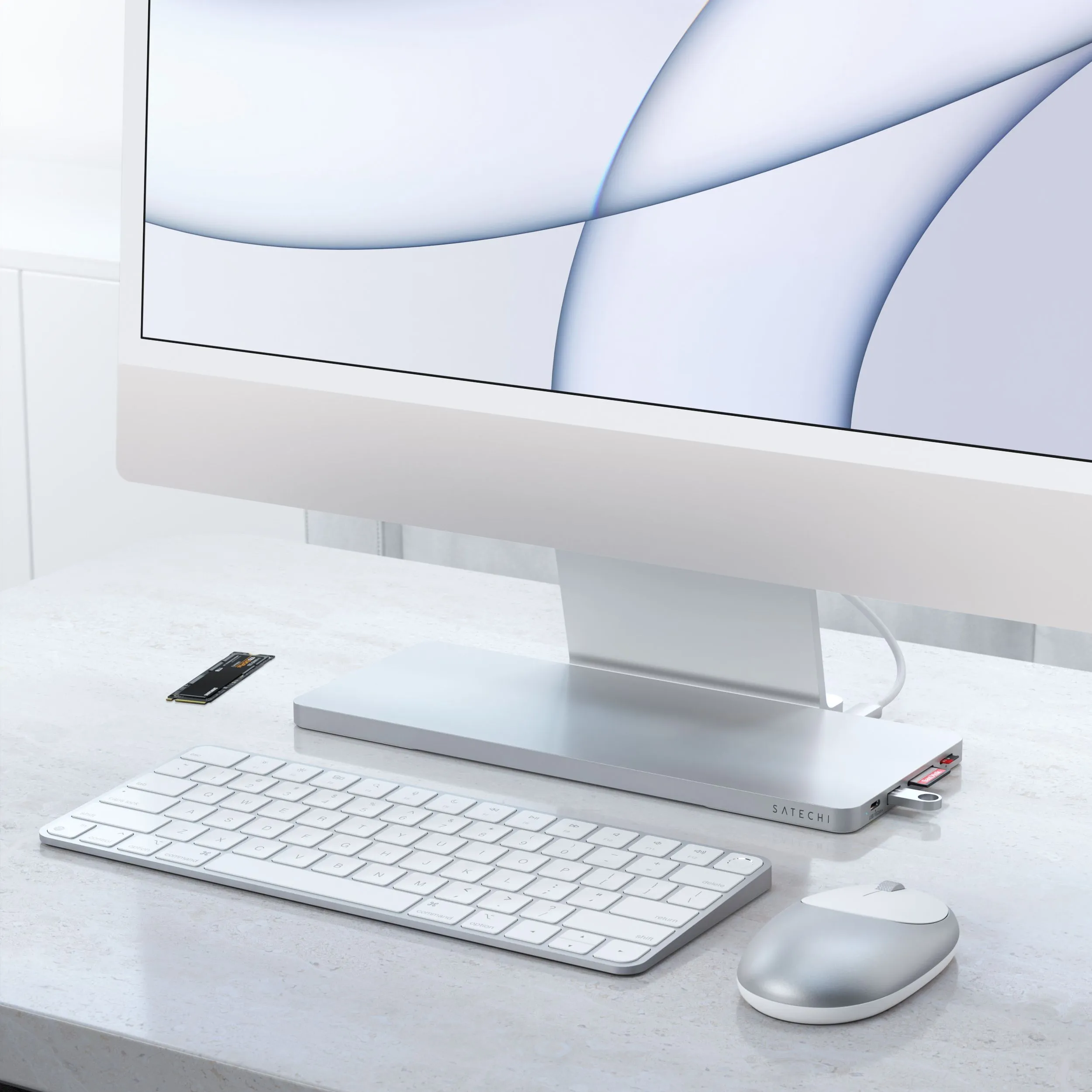 Сверхтонкая док-станция Satechi USB-C Slim Dock (для iMac 24'', серебристый)