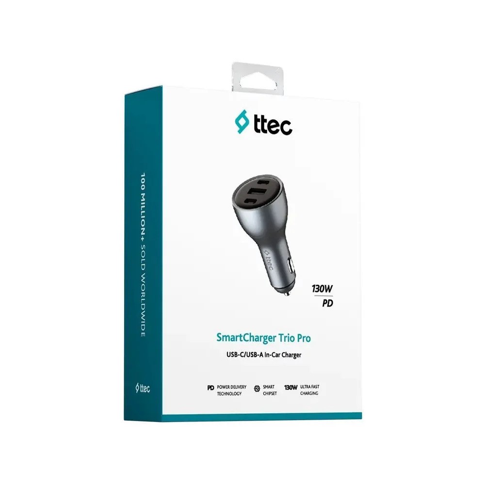 Автомобильное зарядное устройство TTEC SmartCharger Trio PD 130W (USB-C+USB-A, черный)