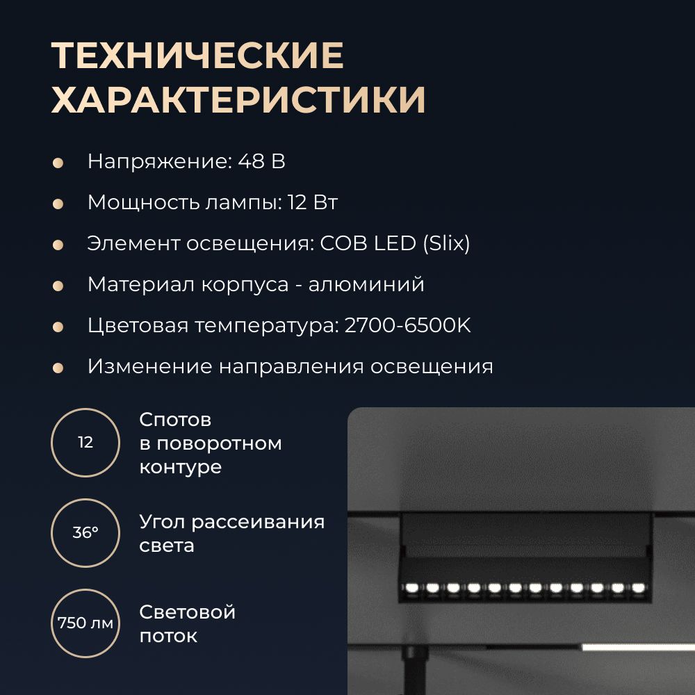 Трековый светильник Yeelight Pro E20 Magnetic Folding Grille Light 12W (магнитный, поворотный, большой, 12 спотов в контуре, черный)