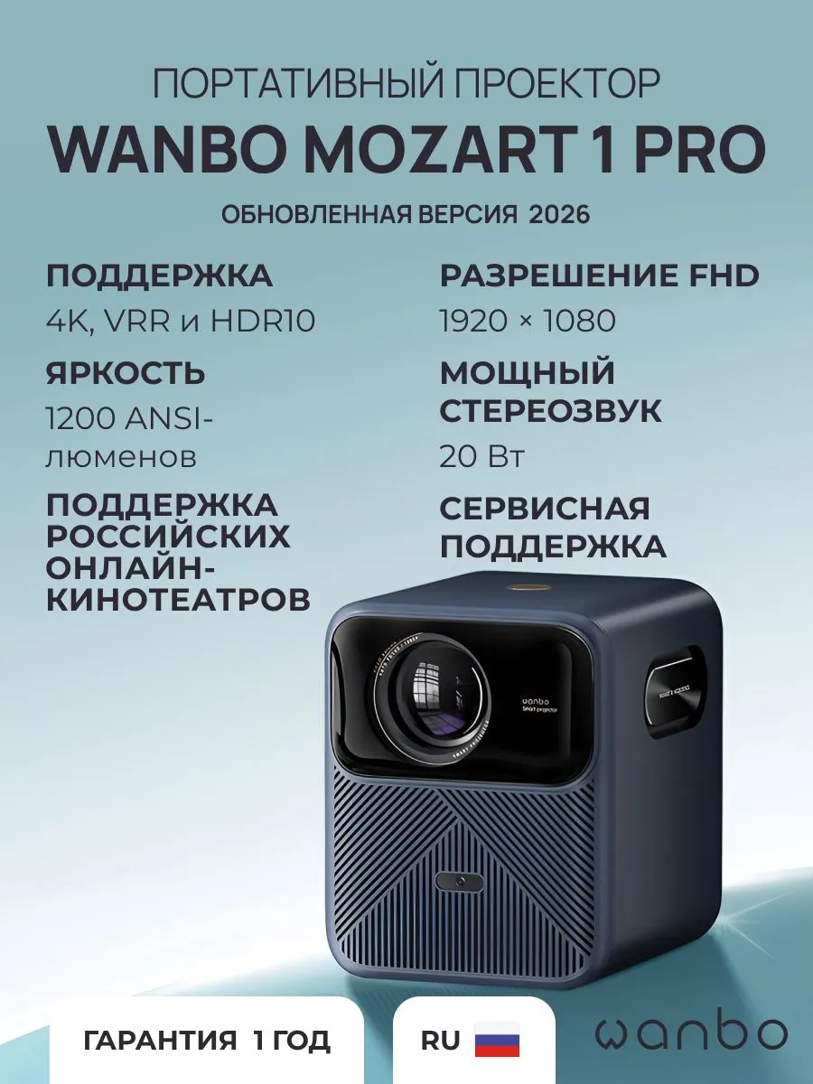 Проектор Wanbo Projector Mozart 1 Pro (темно-синий)