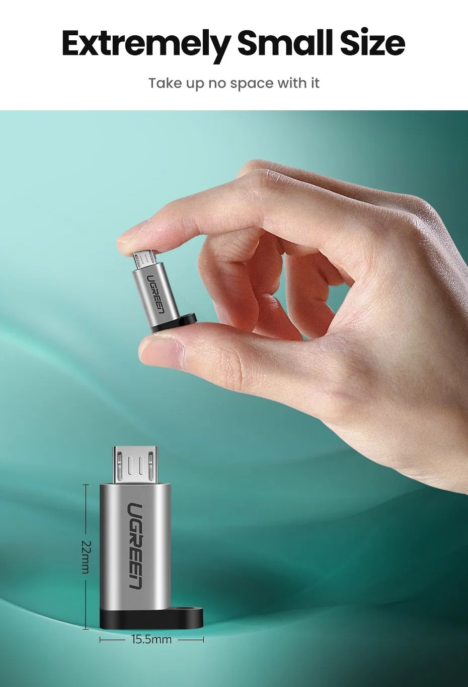 Адаптер UGREEN US282 USB-C Female to Micro USB Male (серый)
