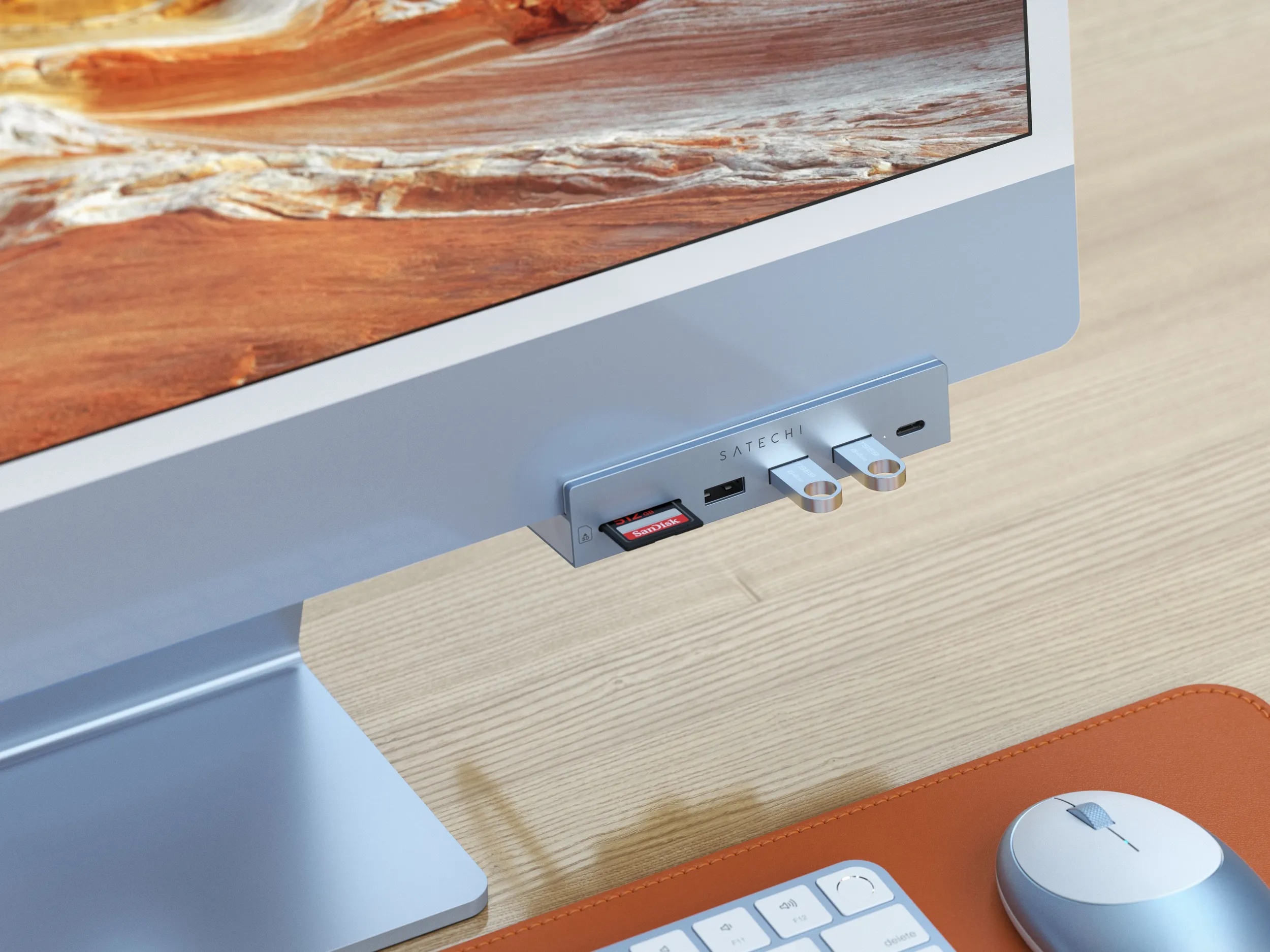 Хаб Satechi Aluminum USB-C Clamp Hub (для iMac 24'', голубой)