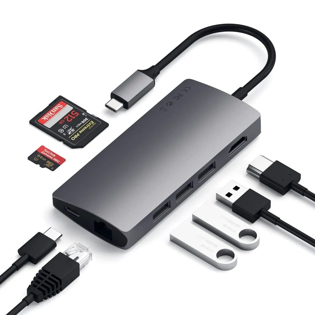 Адаптер Satechi Aluminum Multi-Port Adapter V2 (серый космос)