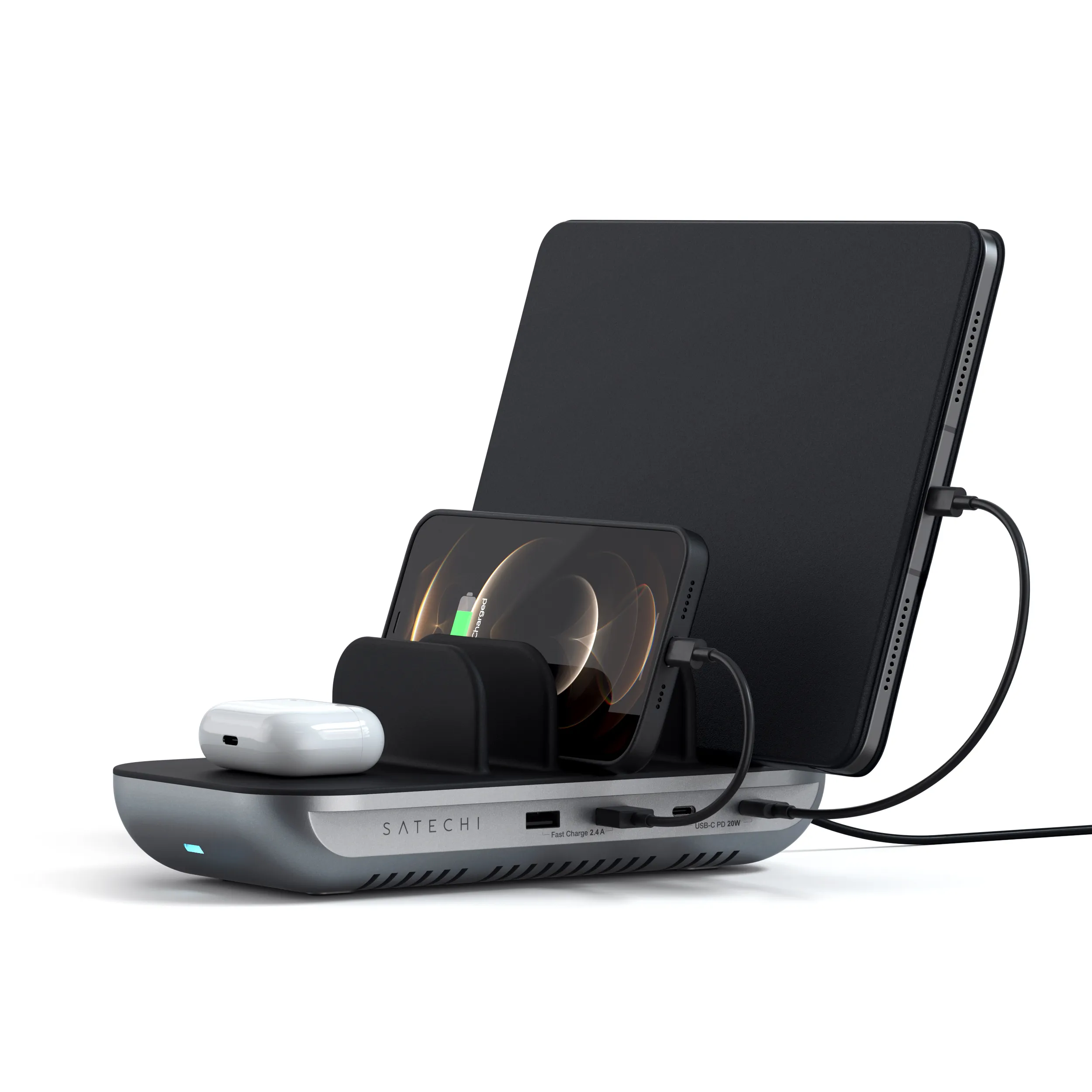 Зарядная станция Satechi Dock5 Multi-Device Charging Station with Wireless Charging (серый)