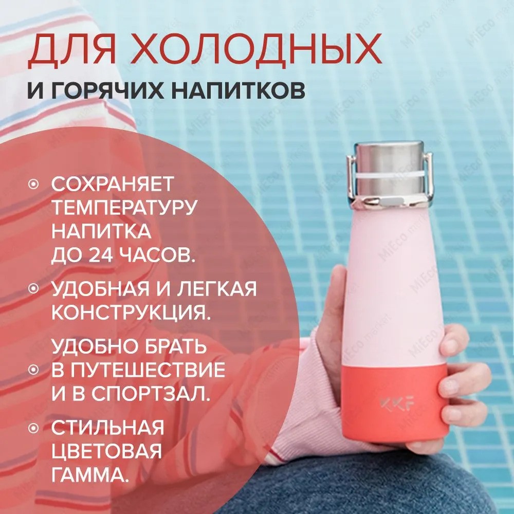 Термобутылка Kiss Kiss Fish Swag Vacuum Bottle Mini (синий, белый)