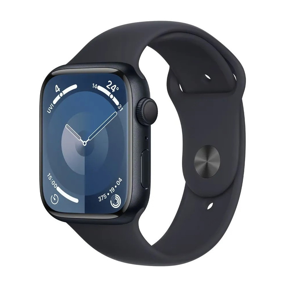 Умные часы Apple Watch Series 9 GPS Midnight Aluminium Case with Midnight Sport Band (45mm, S/M, черный)