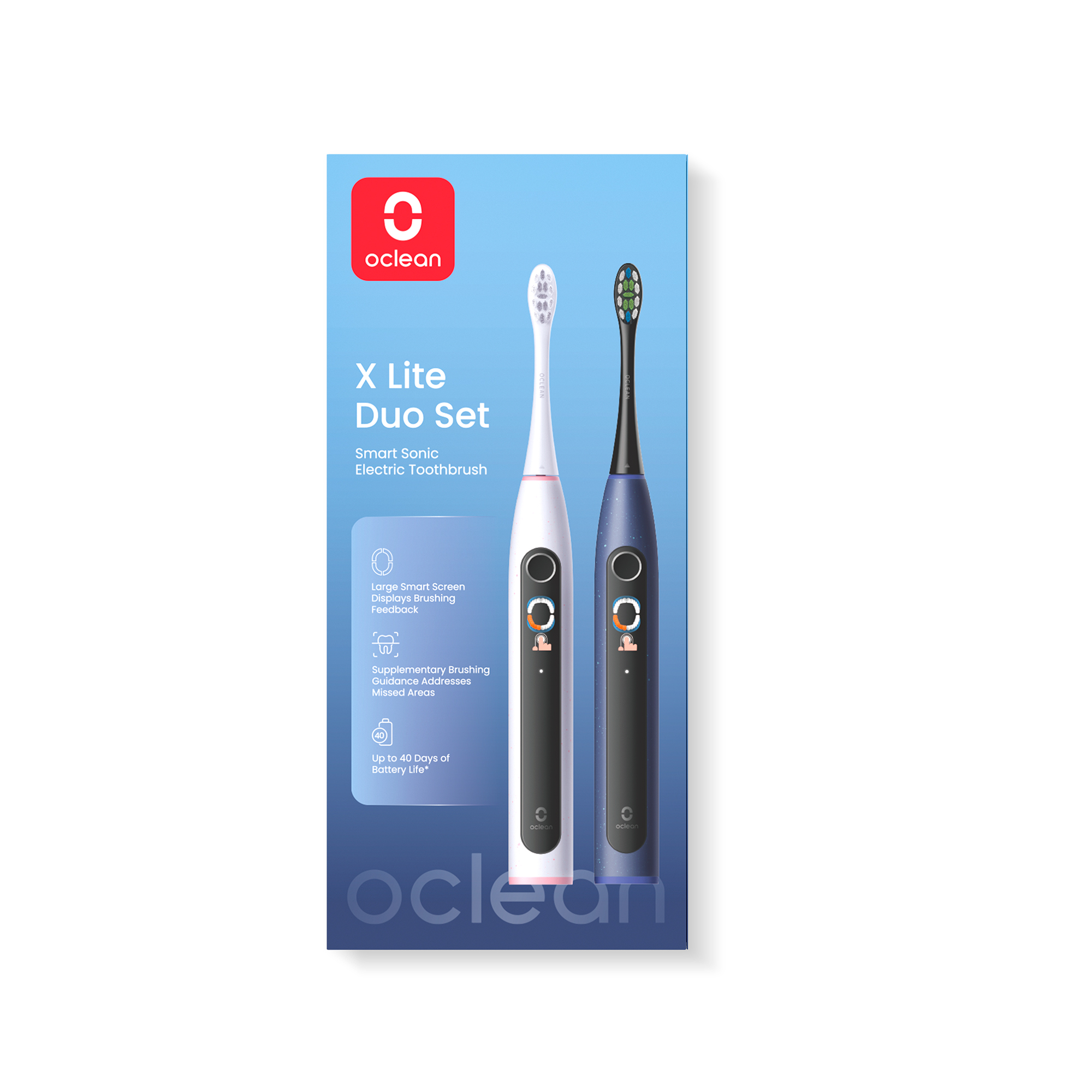 Электрическая зубная щетка Oclean X Lite Duo Set (комплект: серый/темно-синий)