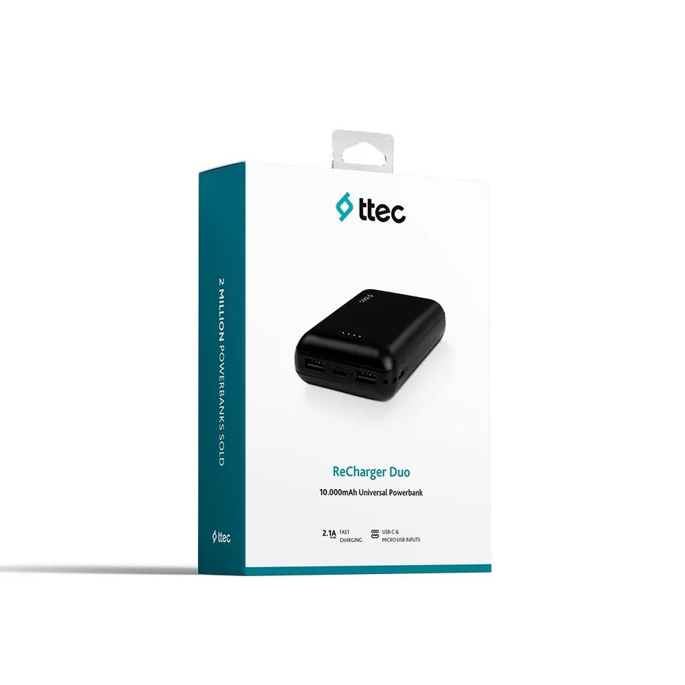 Внешний аккумулятор TTEC ReCharger Duo 10000 mAh (черный)