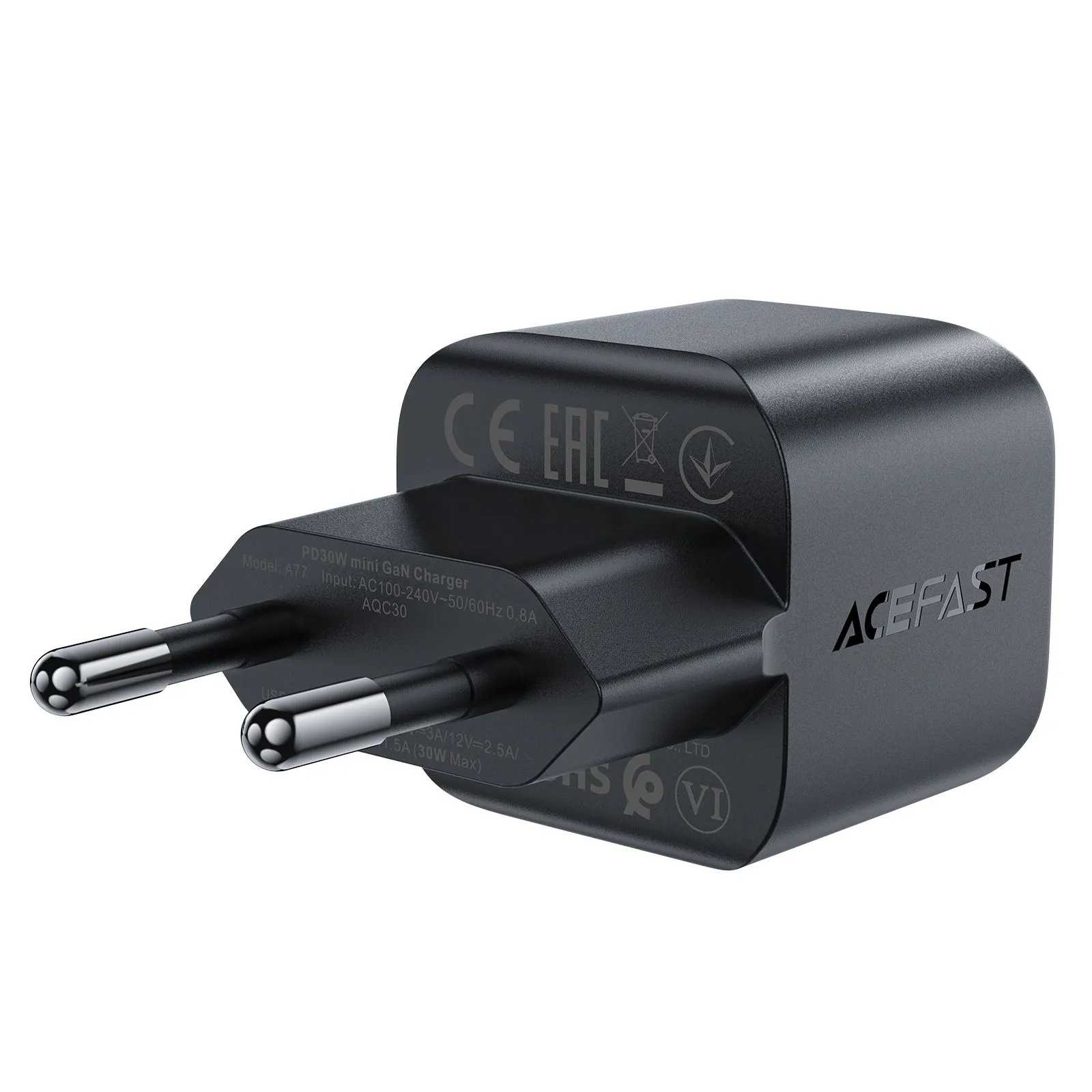Зарядное устройство ACEFAST A77 mini PD30W GaN USB-C charger (EU, черный)