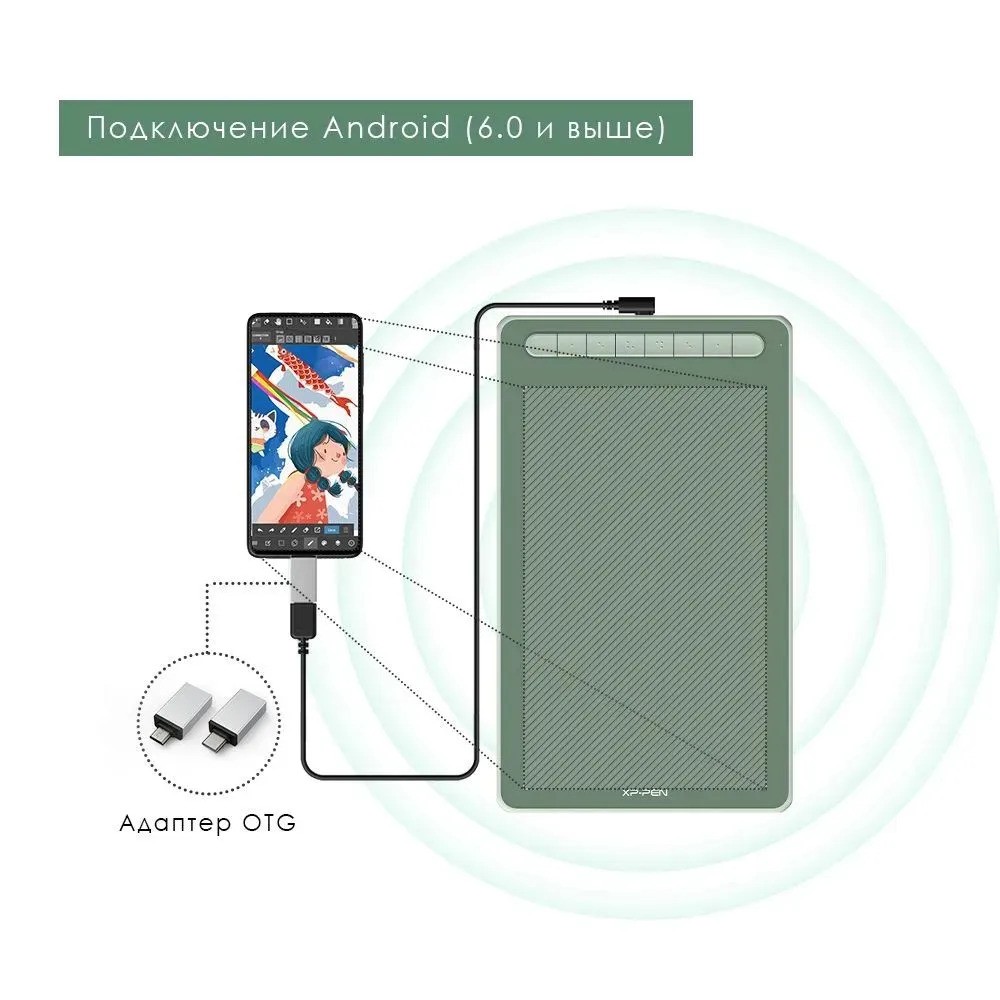 Графический планшет XPPen Deco L (зеленый)