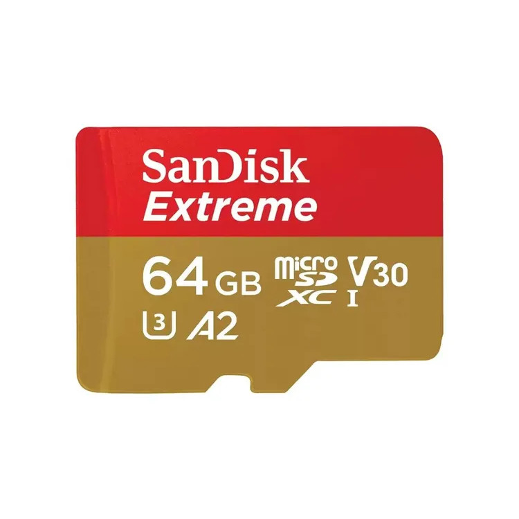 Карта памяти SanDisk Extreme microSDXC (64 ГБ, красный/золотой)