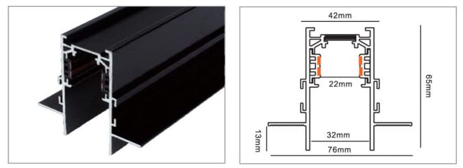Магнитный шинотрек Yeelight Pro S21 Recessed Magnetic innerTrack (встраиваемый под ГКЛ, 200см, черный)