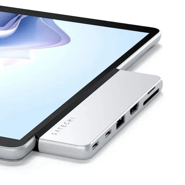 Хаб двойной Satechi Dual USB-C Hub For Surface Pro 9 (серебристый)