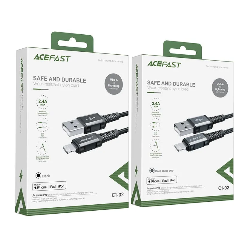 Кабель ACEFAST C1-02 USB-A to Lightning (черный)