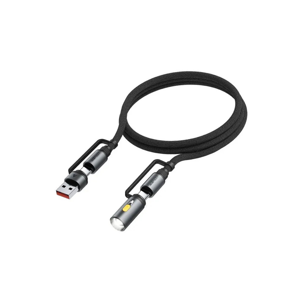Зарядный кабель ACEFAST J5 Multi-Function Charging Data Cable USB-A+ USB-C+ Led Light (черный)