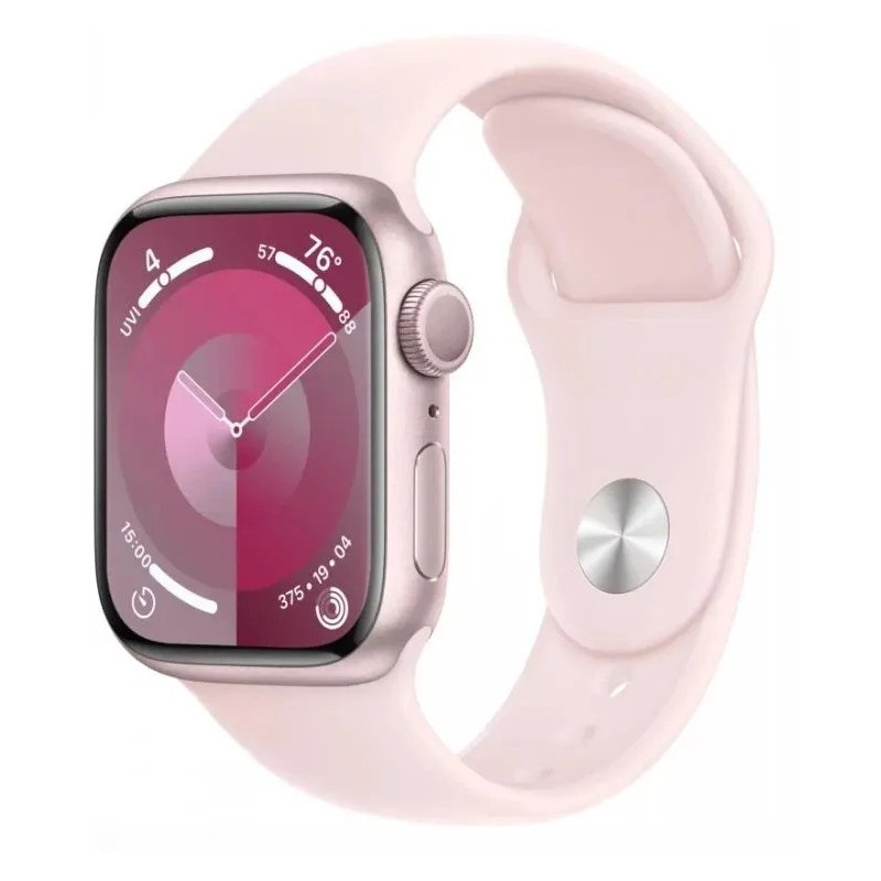 Умные часы Apple Watch Series 9 GPS Pink Aluminium Case with Light Pink Sport Band (41mm, S/M, розовый)