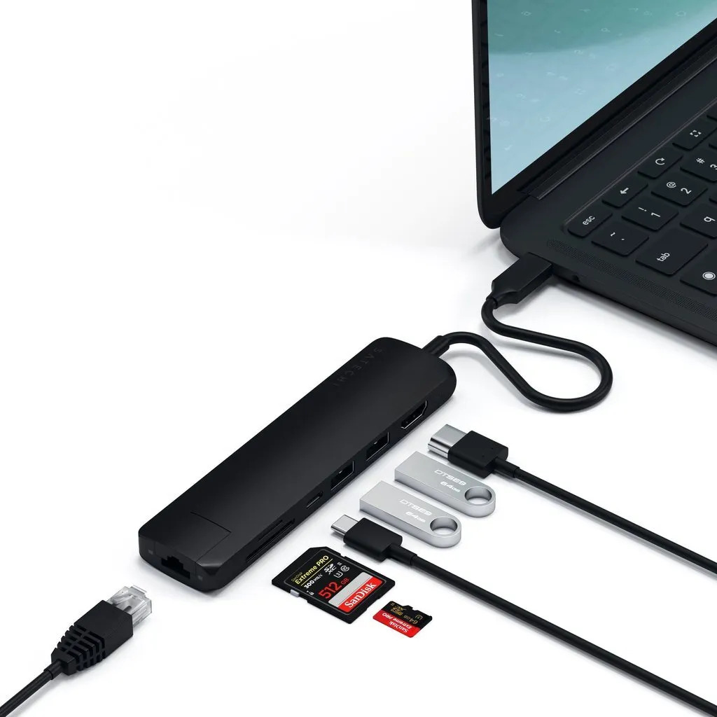 Адаптер Satechi Type-C Slim Multiport with Ethernet Adapter (черный)