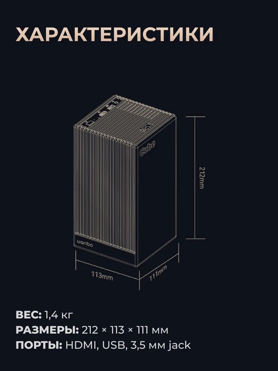 Портативный проектор Wanbo Projector Cube 2 Pro (белый)