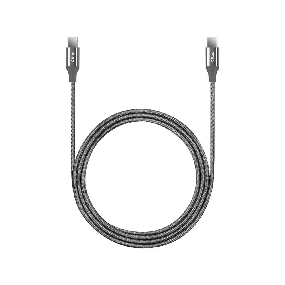 Кабель TTEC USB-C - USB-C AlumiCable 100W PD & Fast Charge Cable (150см, серый)
