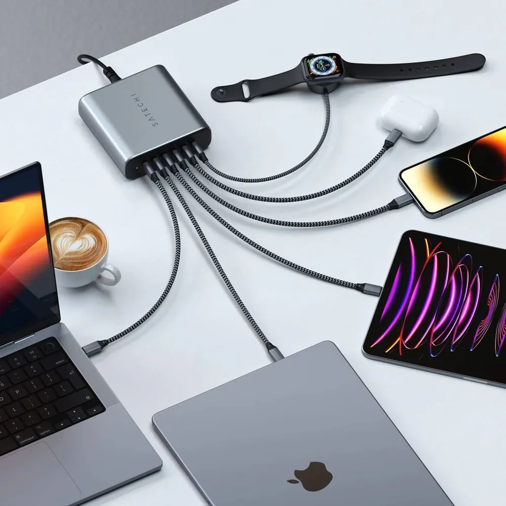 Зарядное устройство Satechi 200W USB-C 6-Port PD GaN Charger (серый)