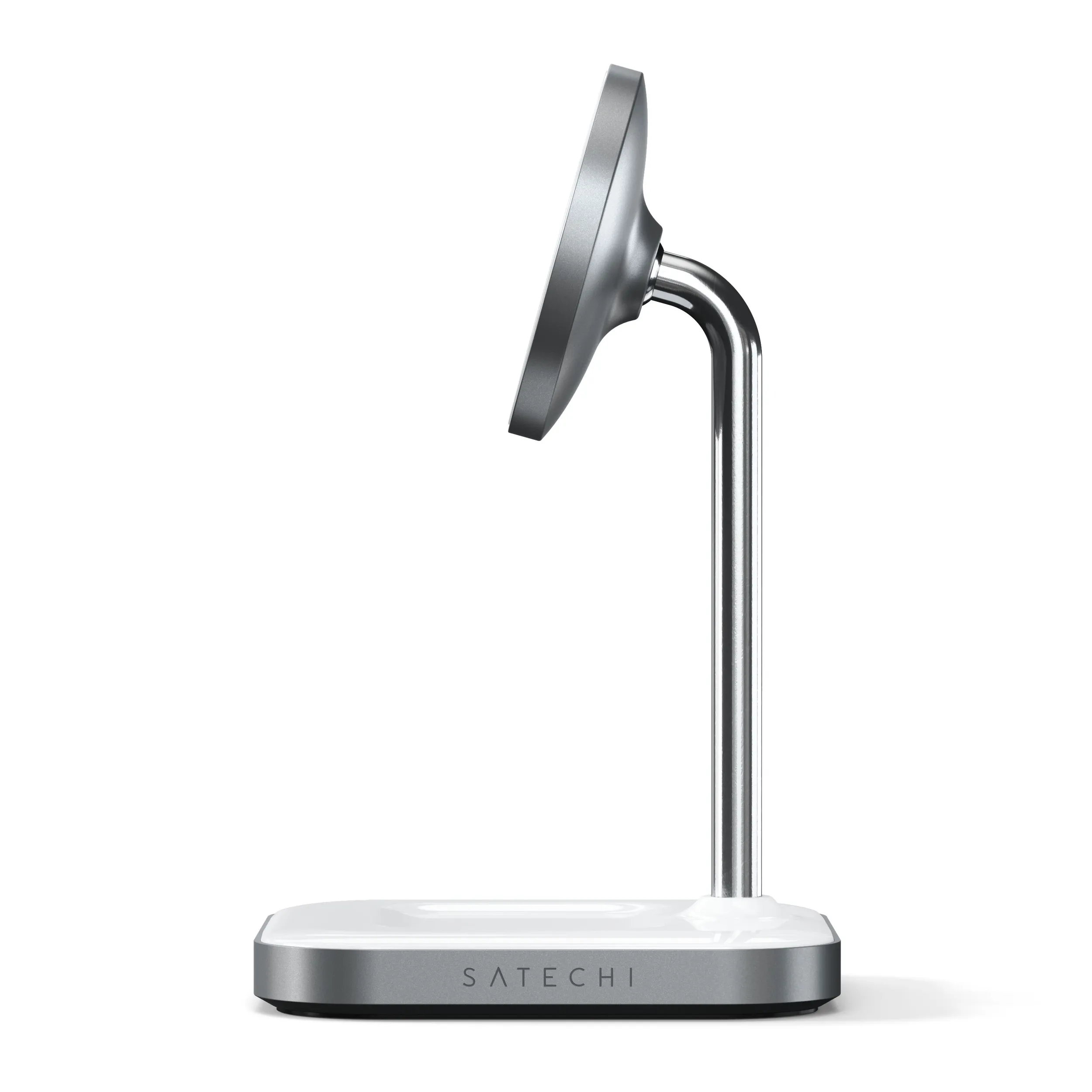Беспроводное зарядное устройство-подставка Satechi Magnetic 2-in-1 Wireless Charging Stand (серый космос)