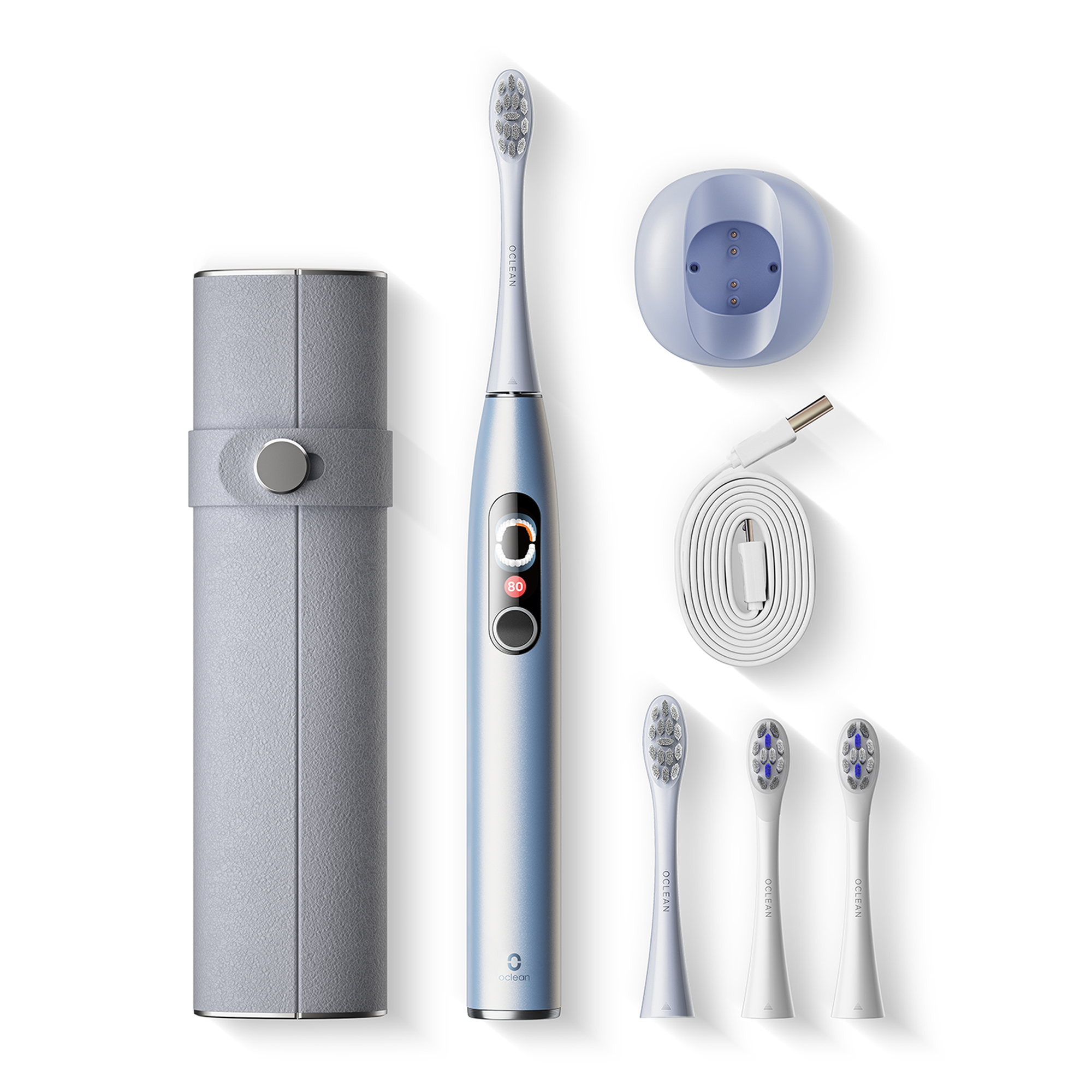 Электрическая зубная щетка Комплект Oclean X Pro Digital (комплект, серебрянный)