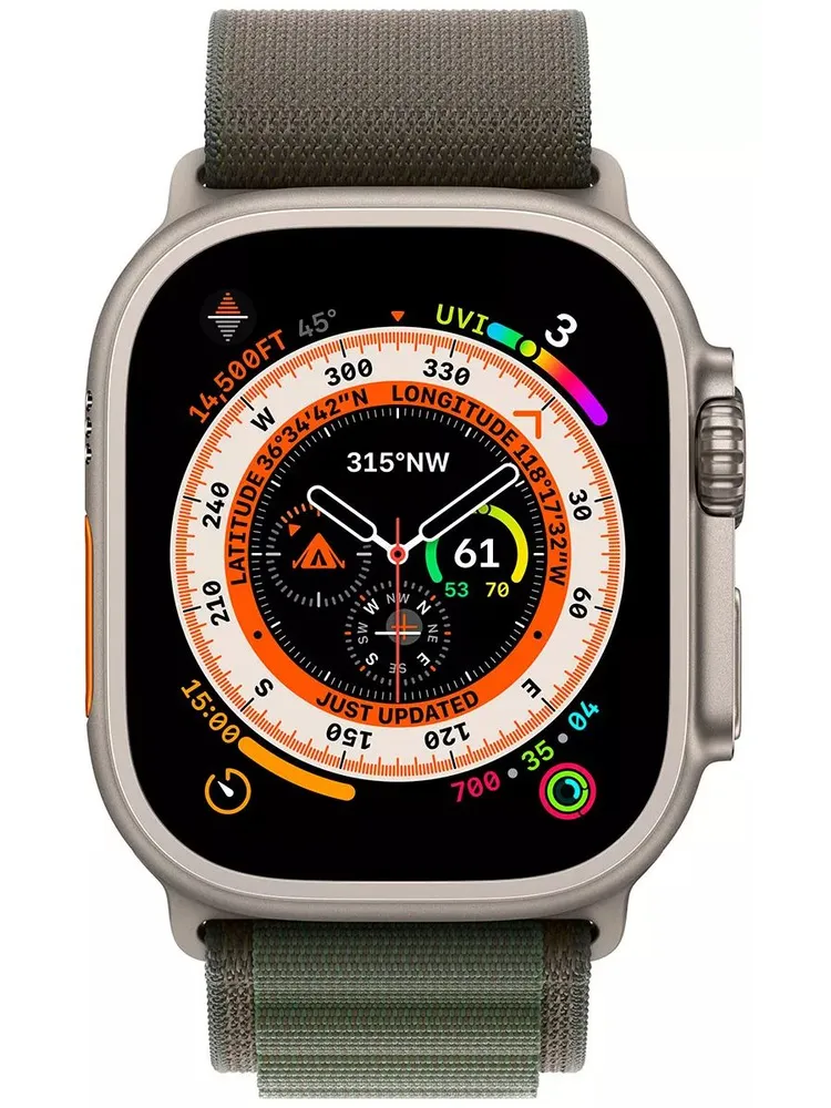 Умные часы Apple Watch 8 Ultra Titanium Case with Green Alpine Loop Small (49mm, зеленый)