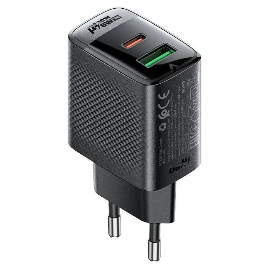 Зарядное устройство ACEFAST A98 PD30W Gan USB-C+USB-A (черный)