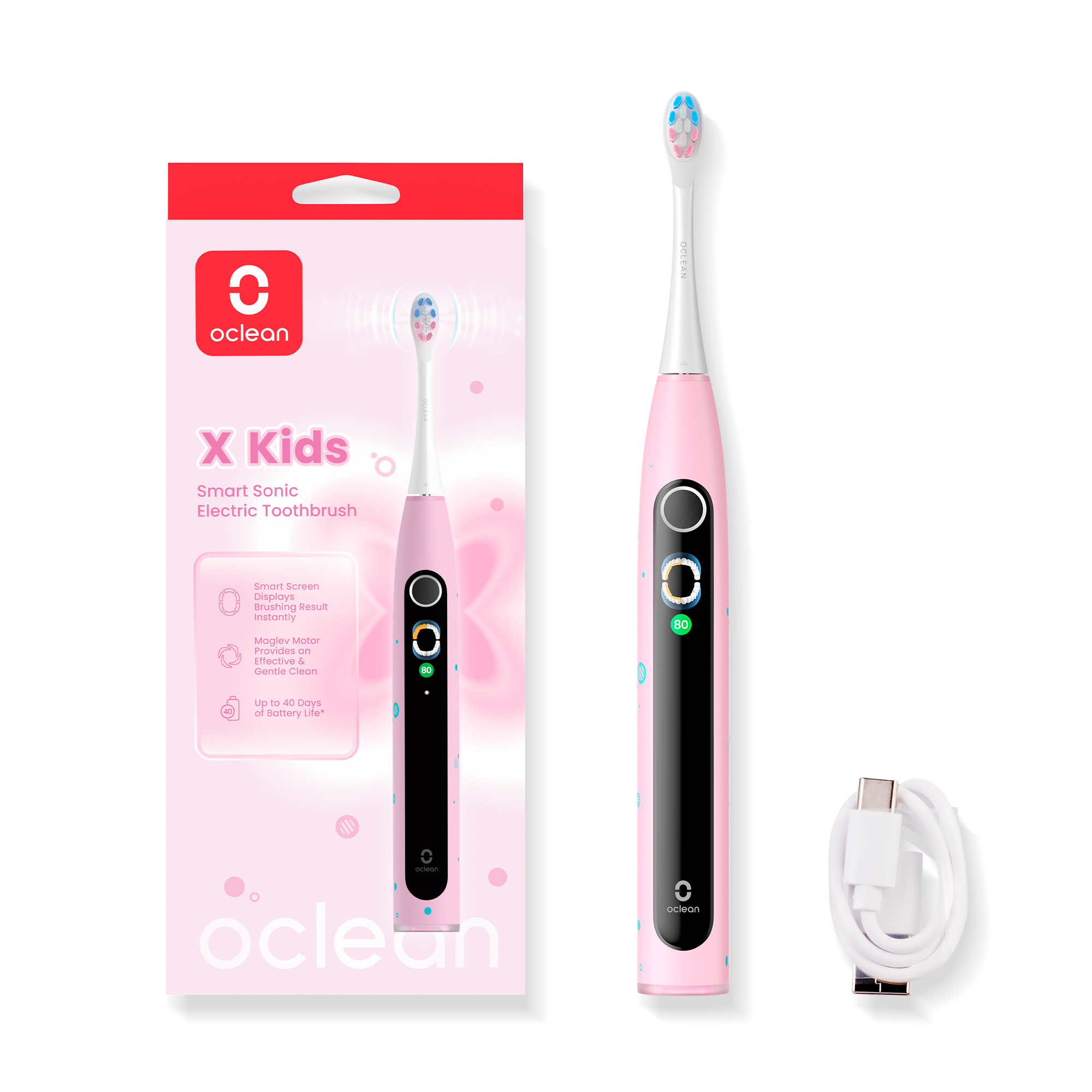 Электрическая детская зубная щетка Oclean X Kids (розовый)
