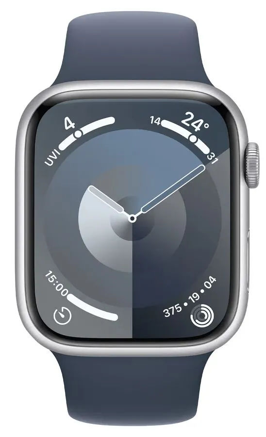 Умные часы Apple Watch Series 9 GPS Silver Aluminium Case with Storm Blue Sport Band M/L (45mm, синий)
