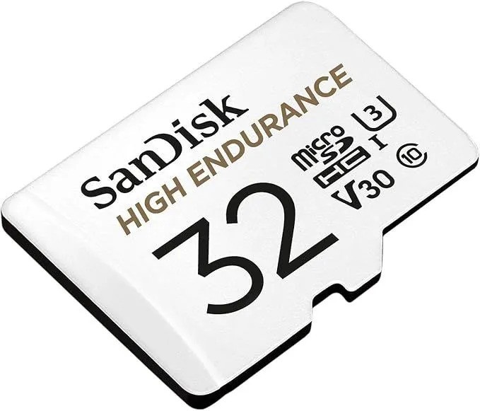 Карта памяти SanDisk High Endurance microSDHC (32 ГБ, с SD адаптером, белый)