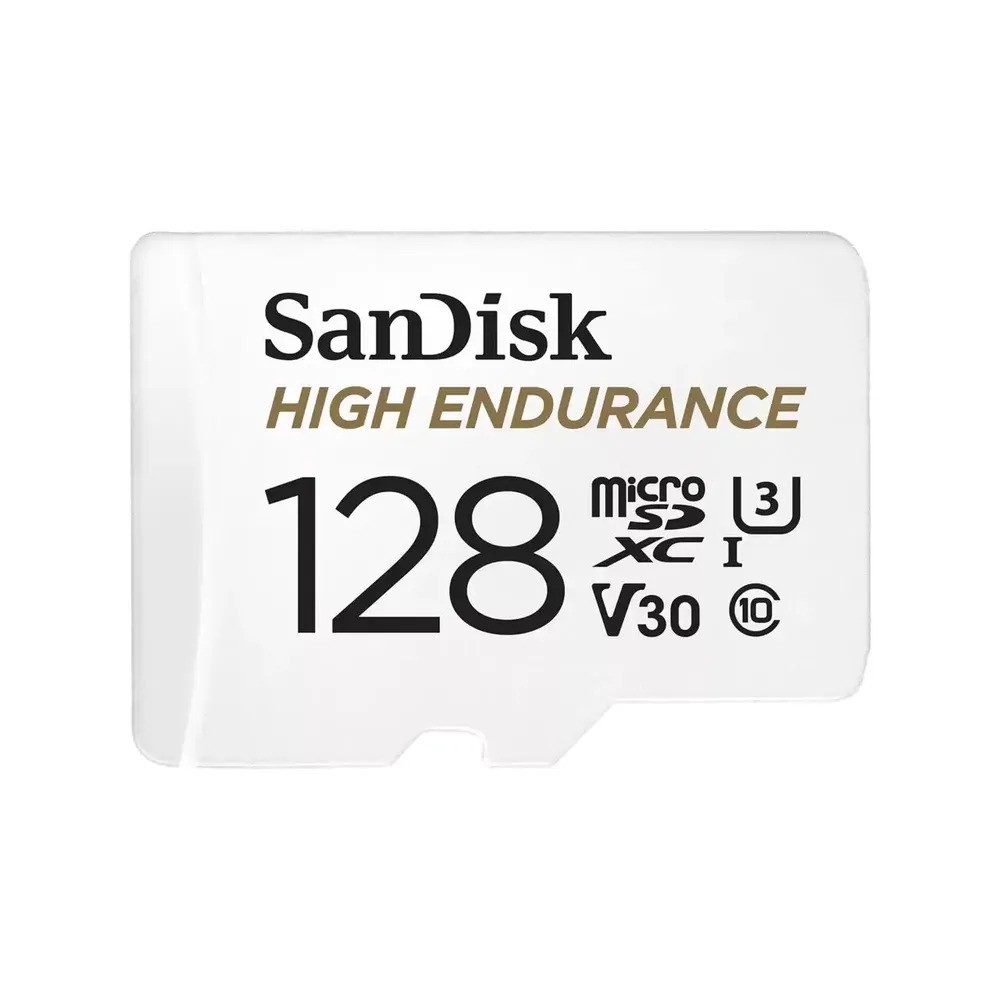 Карта памяти SanDisk High Endurance microSDHC (128 ГБ, с SD адаптером, белый)