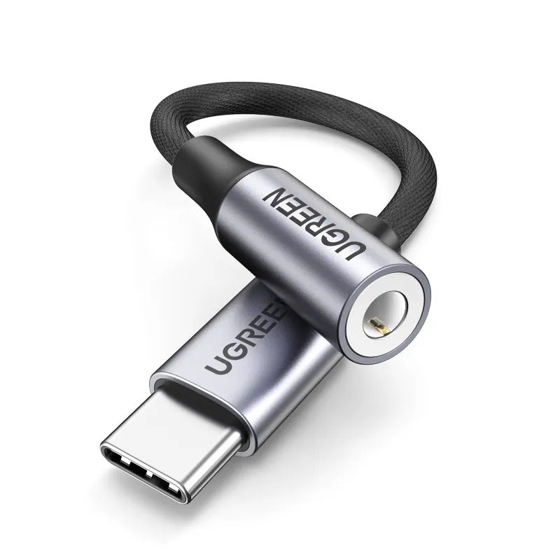 Адаптер UGREEN AV161 Type-C Male To 3.5mm Audio Adapter (10 см, серый)
