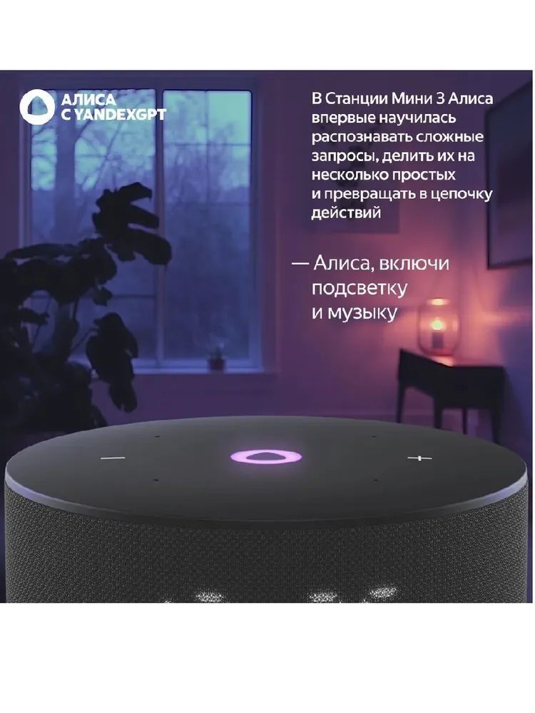 Умная колонка Яндекс Станция Мини 3 (черный)