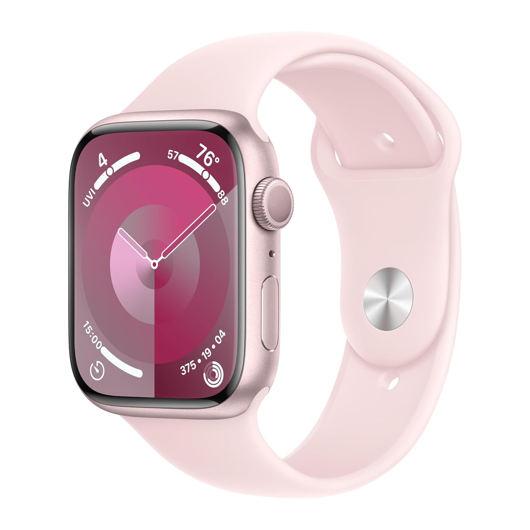 Умные часы Apple Watch Series 9 GPS Pink Aluminium Case with Light Pink Sport Band (45mm, M/L, розовый)