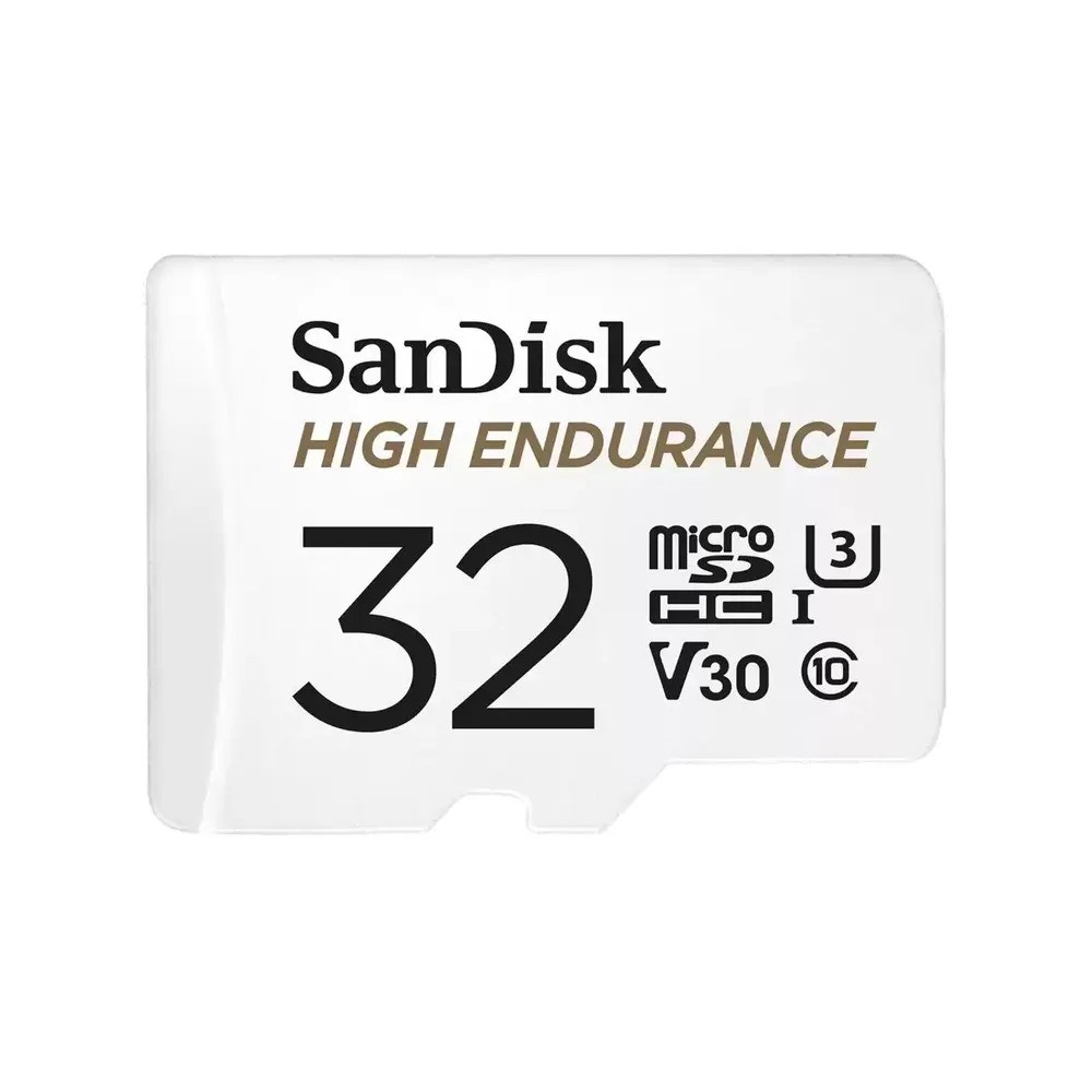 Карта памяти SanDisk High Endurance microSDHC (32 ГБ, с SD адаптером, белый)