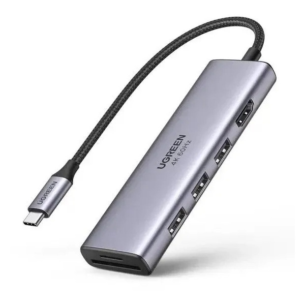 Хаб UGREEN CM511 USB-C Multifunction Adapter (серый)