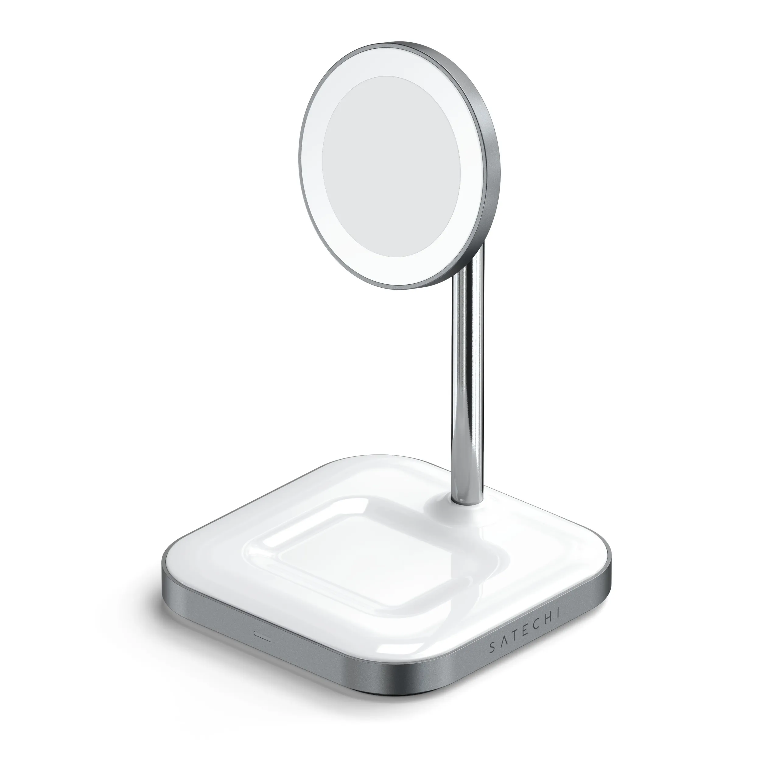 Беспроводное зарядное устройство-подставка Satechi Magnetic 2-in-1 Wireless Charging Stand (серый космос)