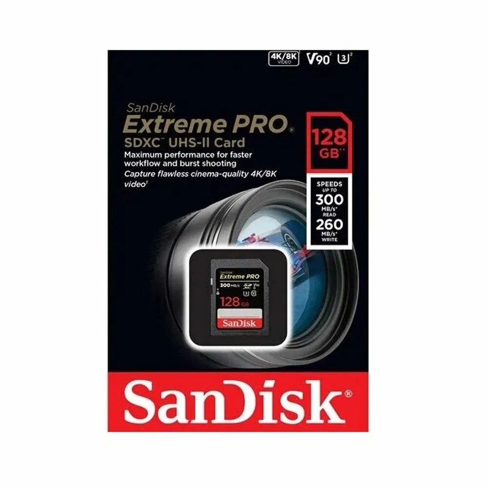 Карта памяти SanDisk Extreme Pro SDXC UHS-II U3 (128 ГБ, черный)