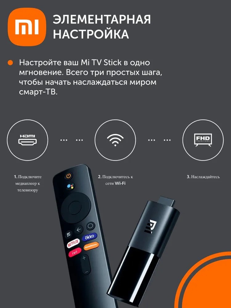 ТВ-приставка Xiaomi Mi TV Stick (черный)